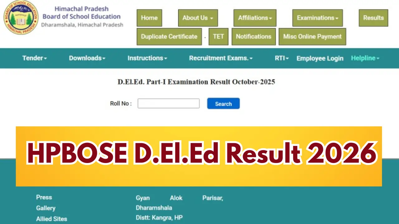HPBOSE D.El.Ed Result 2026 Declared – Check Himachal Pradesh D.El.Ed 1st & 2nd Year Results Online at hpbose.org
