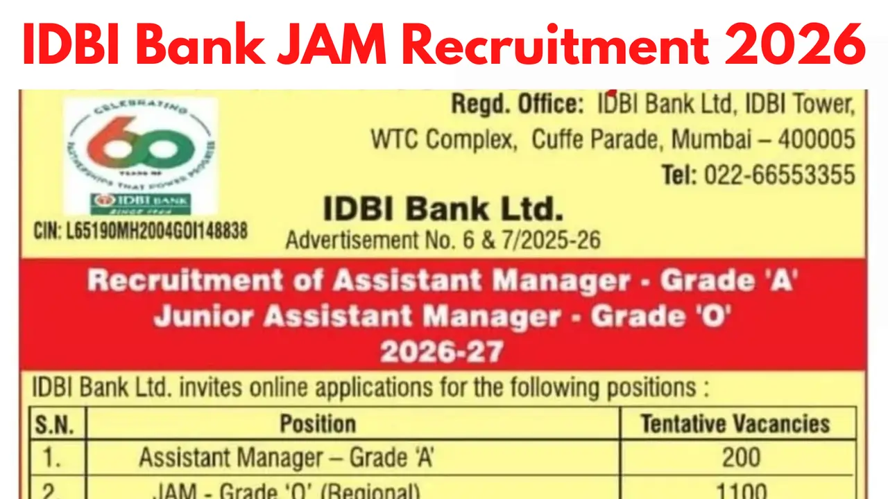 IDBI Bank JAM Recruitment 2026