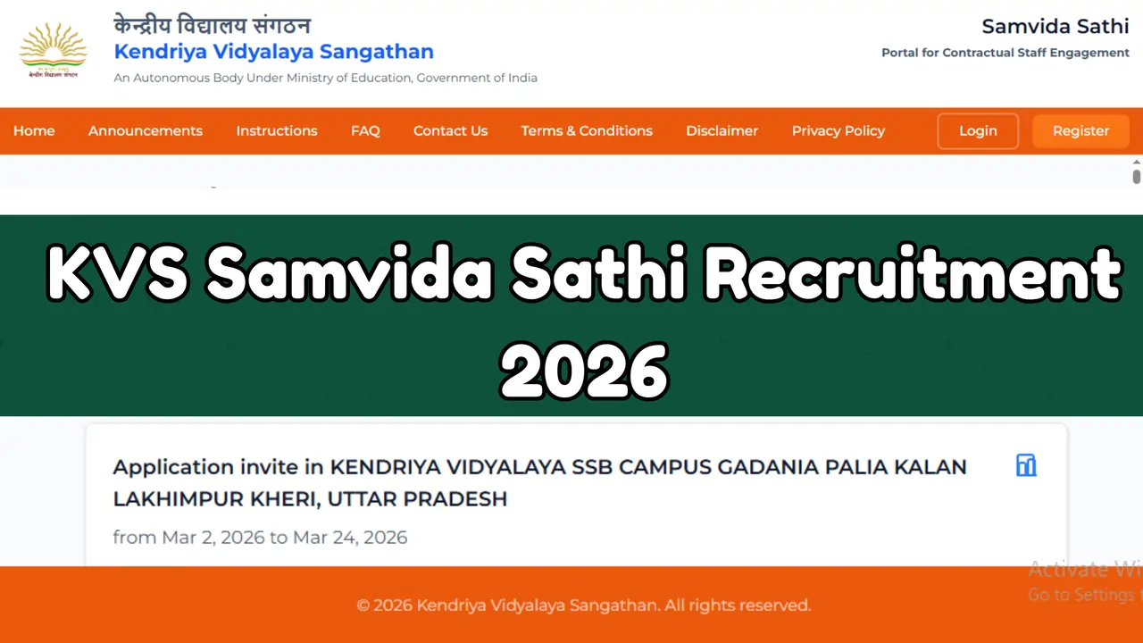 KVS Samvida Sathi Recruitment 2026