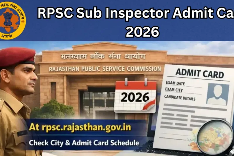 RPSC Sub Inspector Admit Card 2026 Released Soon – Exam Date, City Intimation, Download Link, Exam Pattern